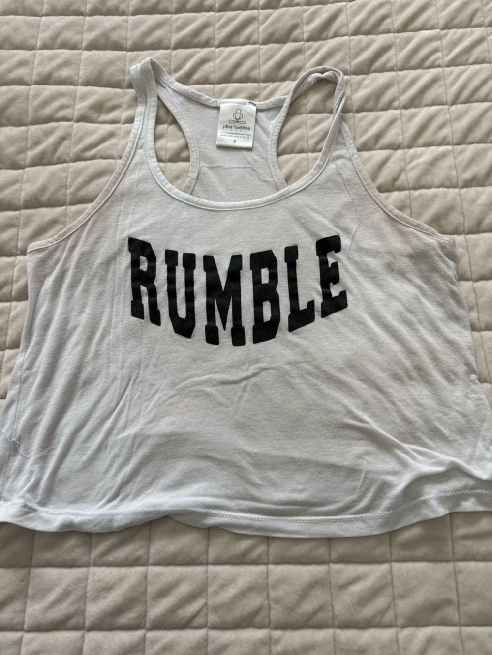 White 'RUMBLE' Racerback Tank Top